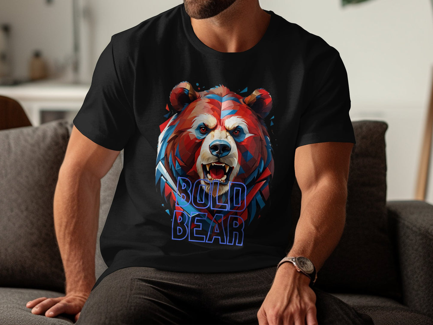 Bold Bear Graphic T-Shirt, Colorful Geometric Bear Design, Unique Animal Art Tee, Stylish Fashion Wear, Fierce Bold Bear Print - Premium  from STXL - Just $24.99! Shop now at STXL