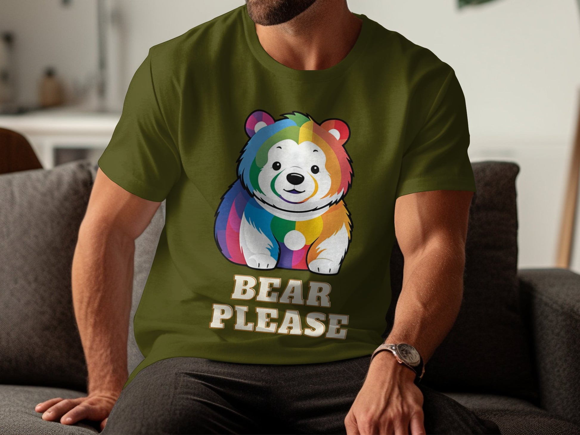 Adorable Rainbow Bear Graphic T-Shirt, Cute Bear Please Design, Fun and Colorful Animal Tee, Unique and Trendy Shirt Gift - Premium  from STXL - Just $24.99! Shop now at STXL