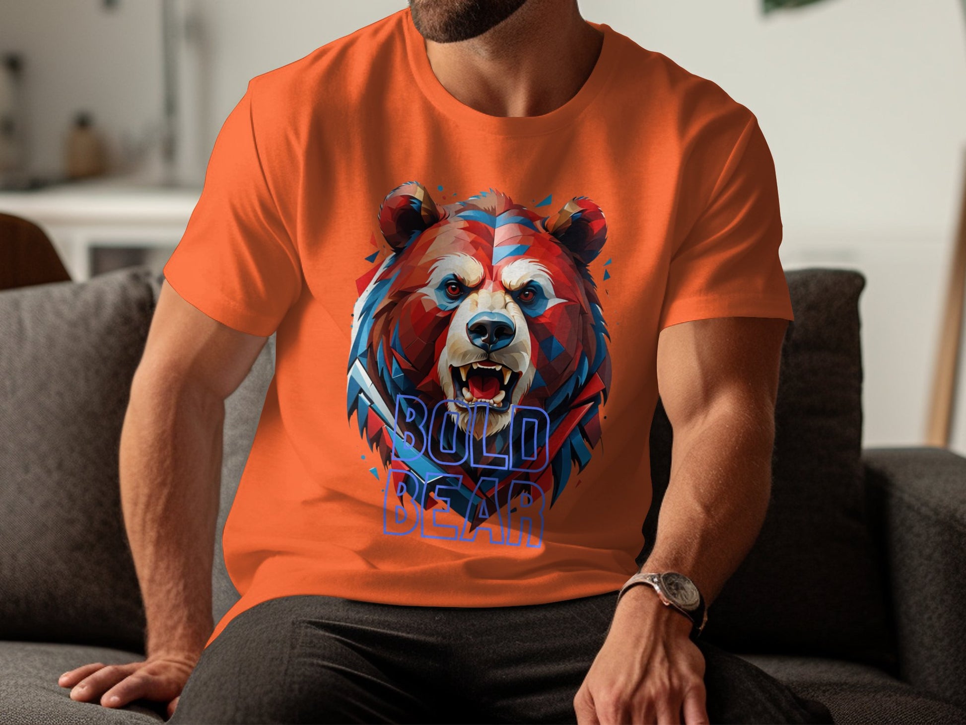 Bold Bear Graphic T-Shirt, Colorful Geometric Bear Design, Unique Animal Art Tee, Stylish Fashion Wear, Fierce Bold Bear Print - Premium  from STXL - Just $24.99! Shop now at STXL