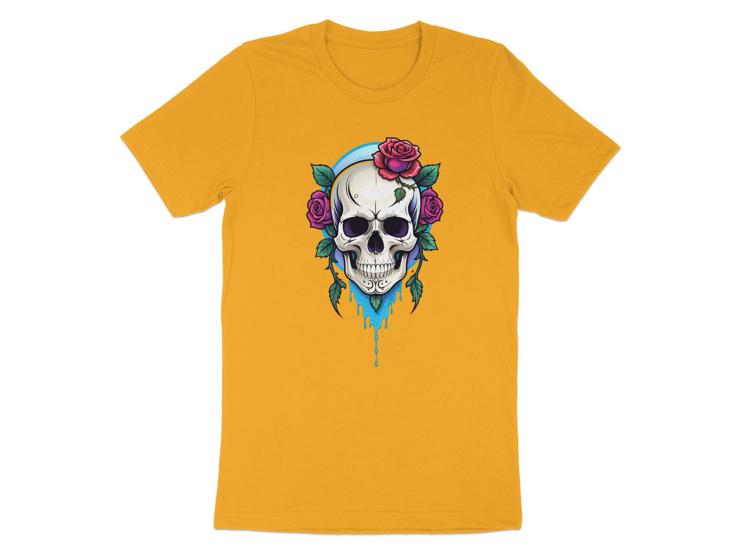 Skull and Roses Graphic T-Shirt, Goth Aesthetic Unisex Tee, Unique Artistic Print T-Shirt, Casual Cotton Top, Gift for Rock Music Fans - Premium  from STXL - Just $24.99! Shop now at STXL