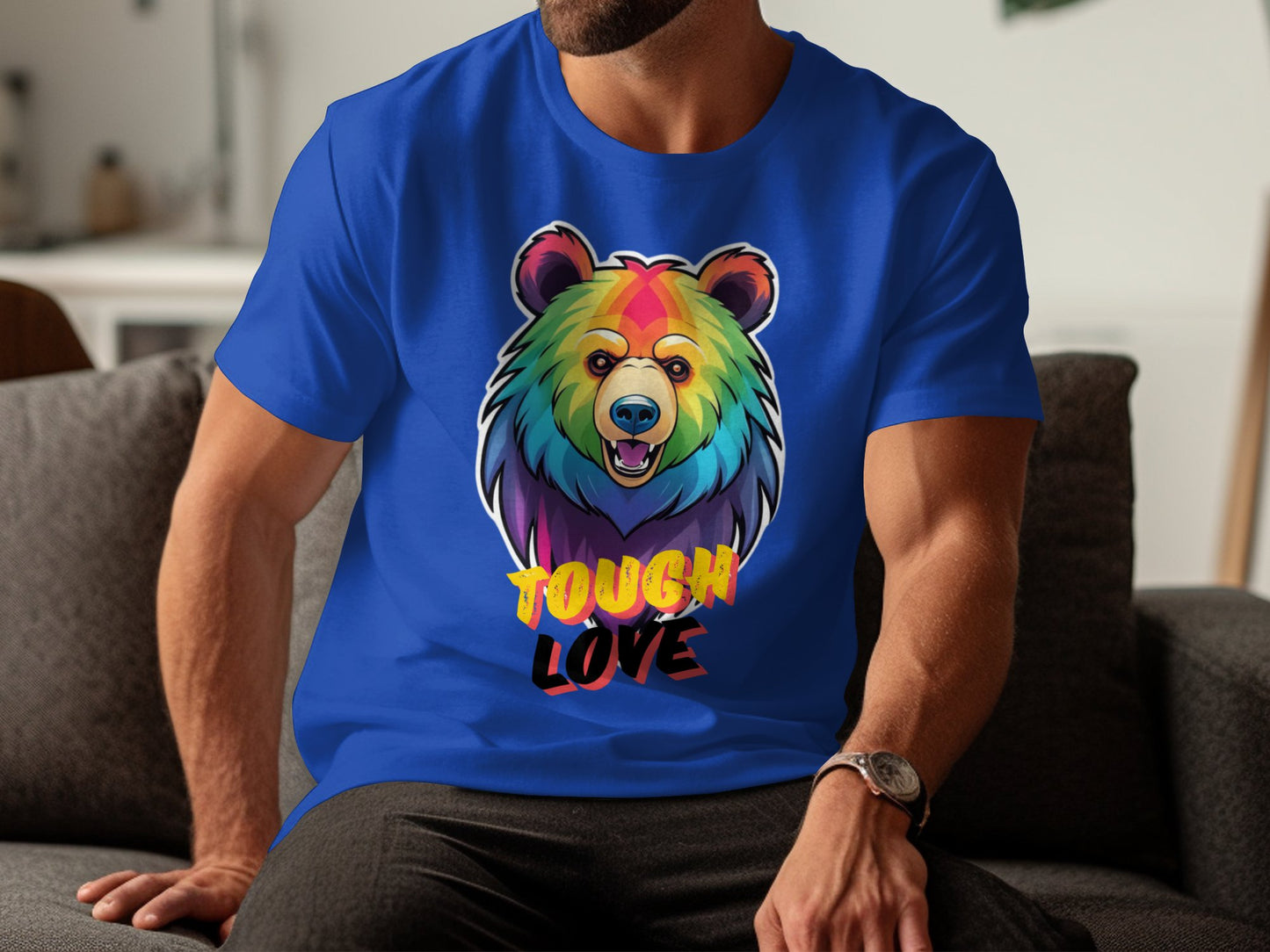 Colorful Bear Graphic T-Shirt, Rainbow Tough Love Bear Design Tee, Unique Animal Art Shirt, Fun Gift for Bear Lovers - Premium  from STXL - Just $24.99! Shop now at STXL