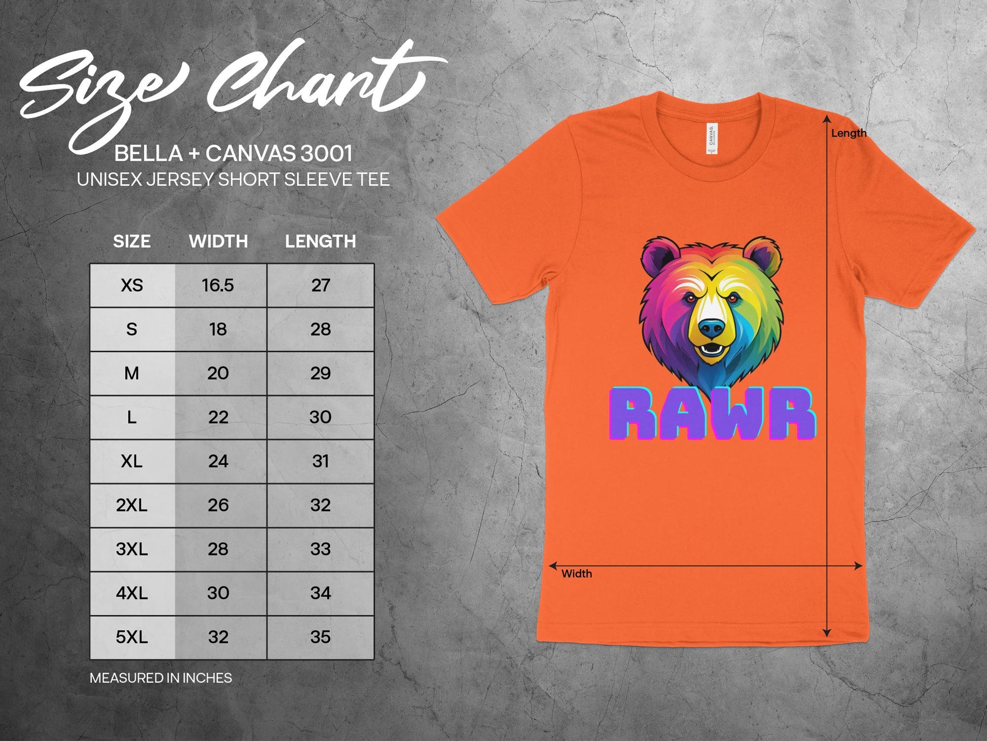 Colorful Bear Graphic T-Shirt, Rainbow Bear with RAWR Text Shirt, Unique Bear Design Tee, Bold Colorful Animal Print T-Shirt - Premium  from STXL - Just $24.99! Shop now at STXL