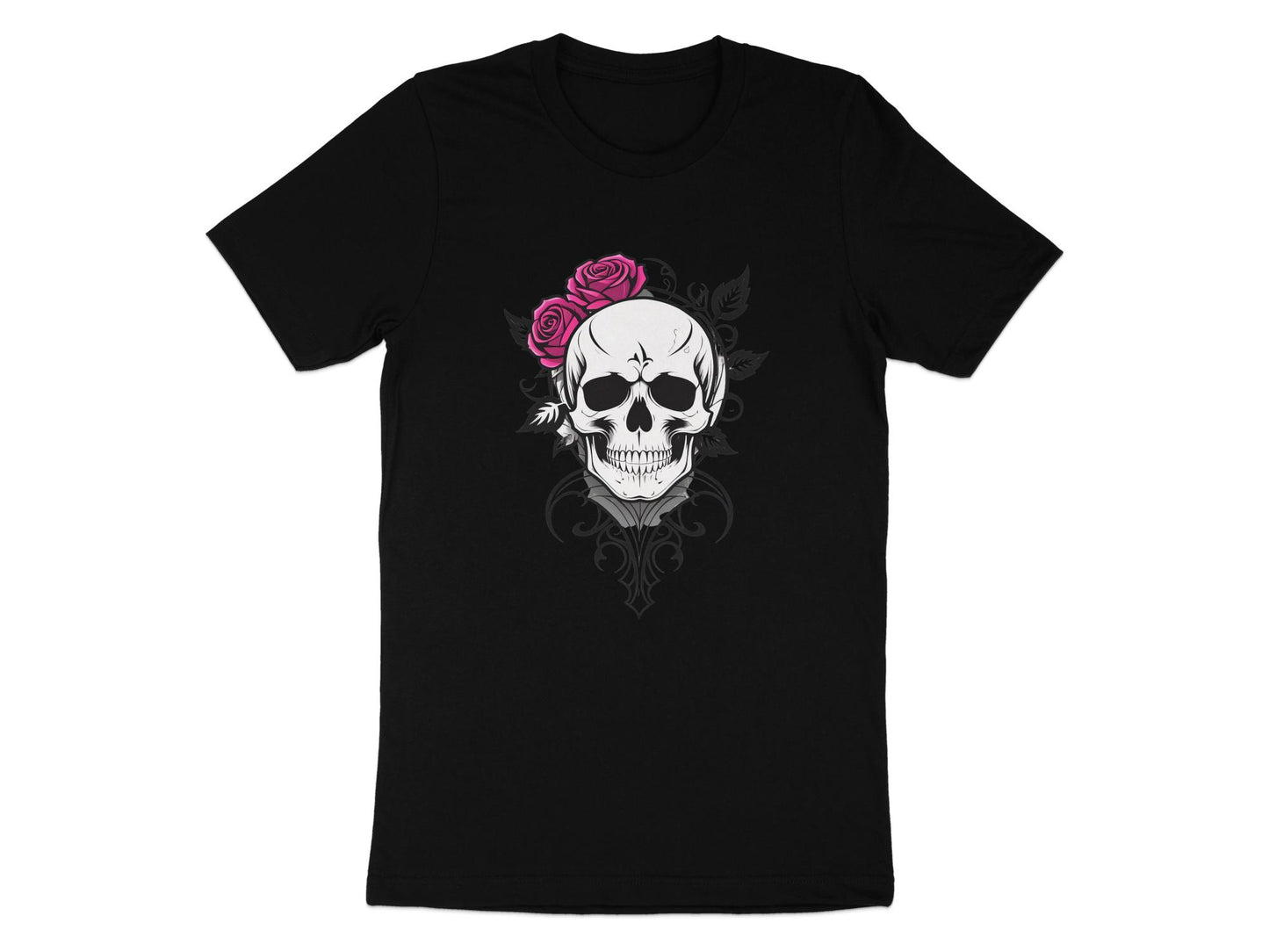 Skull and Roses Graphic T-Shirt, Unisex Gothic Clothing, Edgy Punk Rock Tee, Unique Artistic Design Shirt - Premium  from STXL - Just $24.99! Shop now at STXL