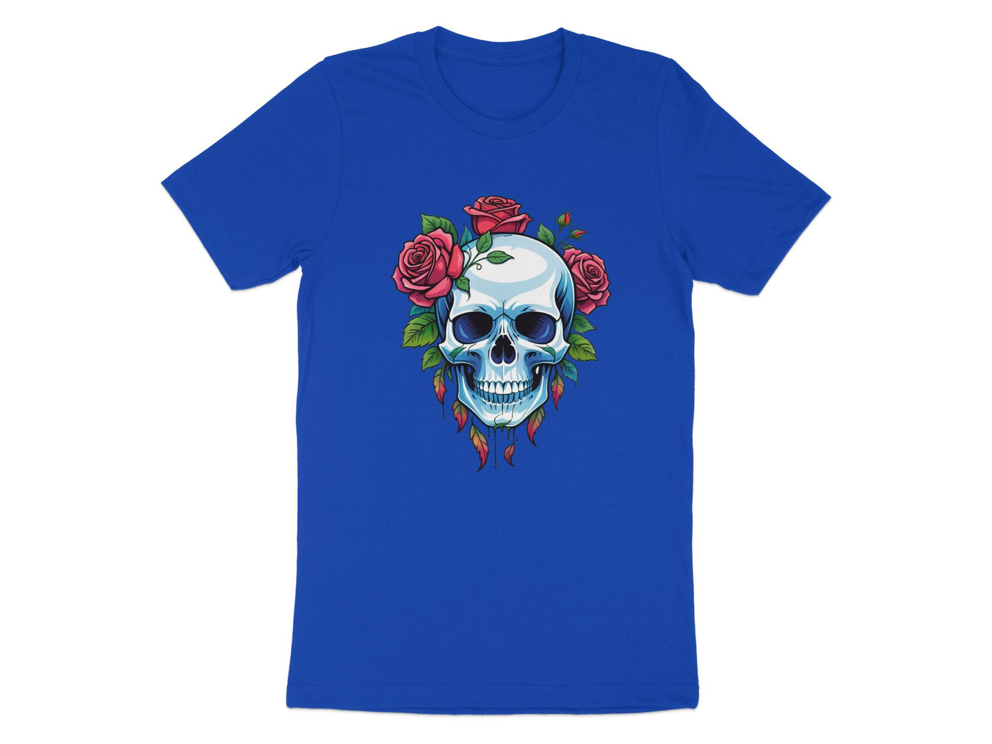 Skull and Roses Graphic T-Shirt, Unisex Rock Style Tee, Gothic Floral Print Shirt, Unique Punk Fashion Top, Edgy Casual Wear - Premium  from STXL - Just $24.99! Shop now at STXL