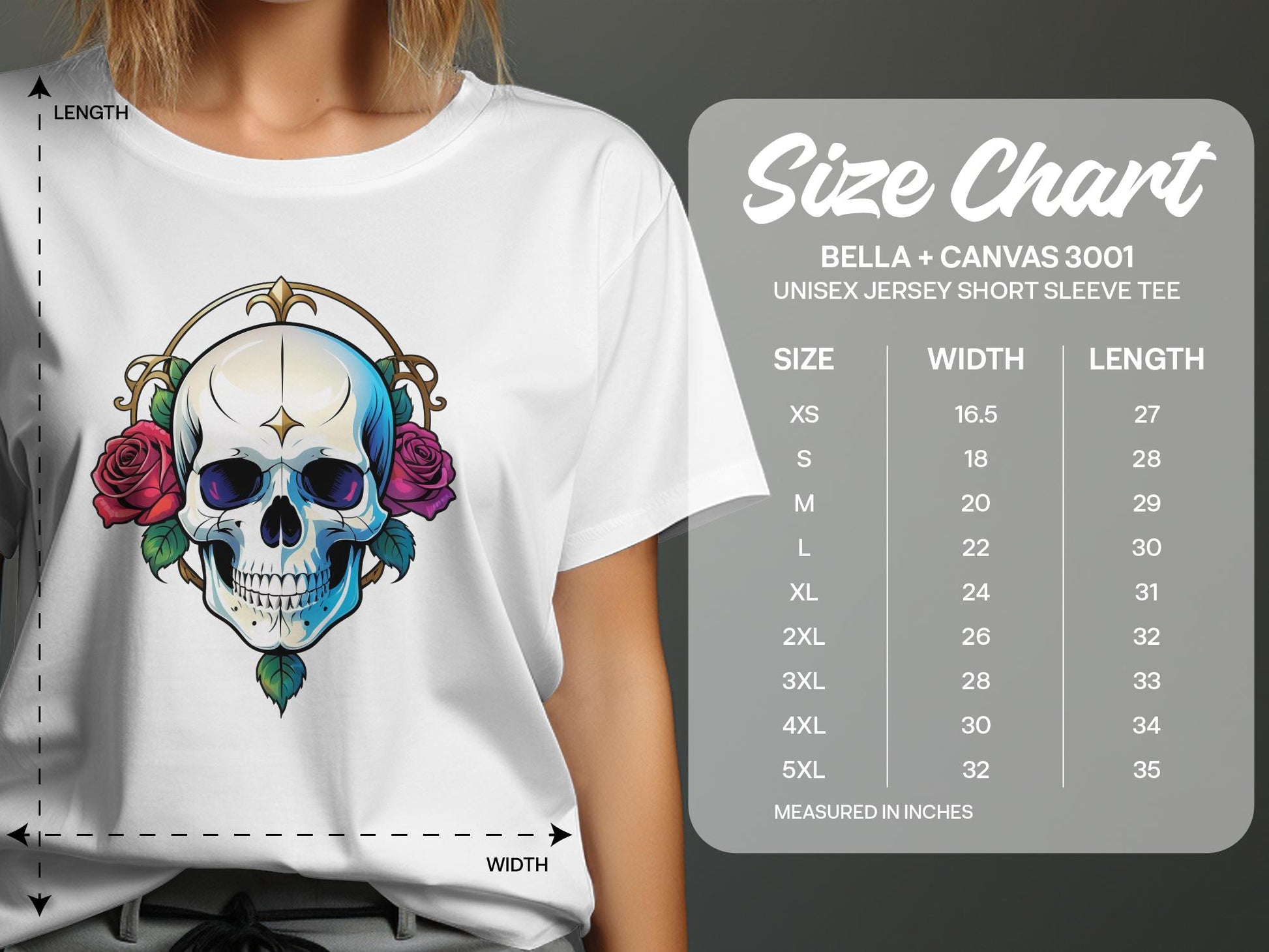 Skull and Roses Graphic T-Shirt, Unisex Goth Style Tee, Rocker Apparel, Edgy Fashion Statement Shirt, Unique Design T-Shirt - Premium  from STXL - Just $24.99! Shop now at STXL