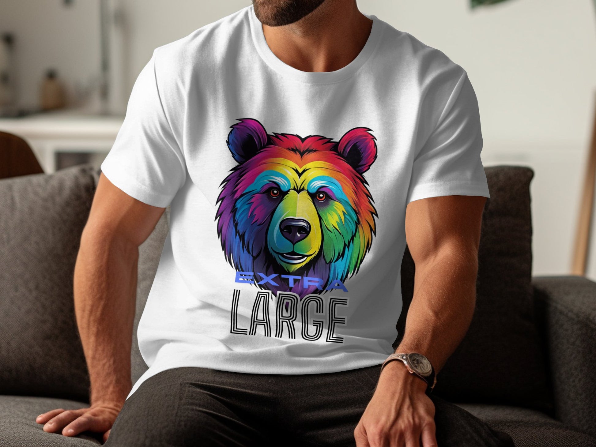 Colorful Bear Graphic T-Shirt, Extra Large Bear Art Tee, Rainbow Bear Shirt, Unique Animal T-Shirt, Vibrant Bear Design Top - Premium  from STXL - Just $24.99! Shop now at STXL