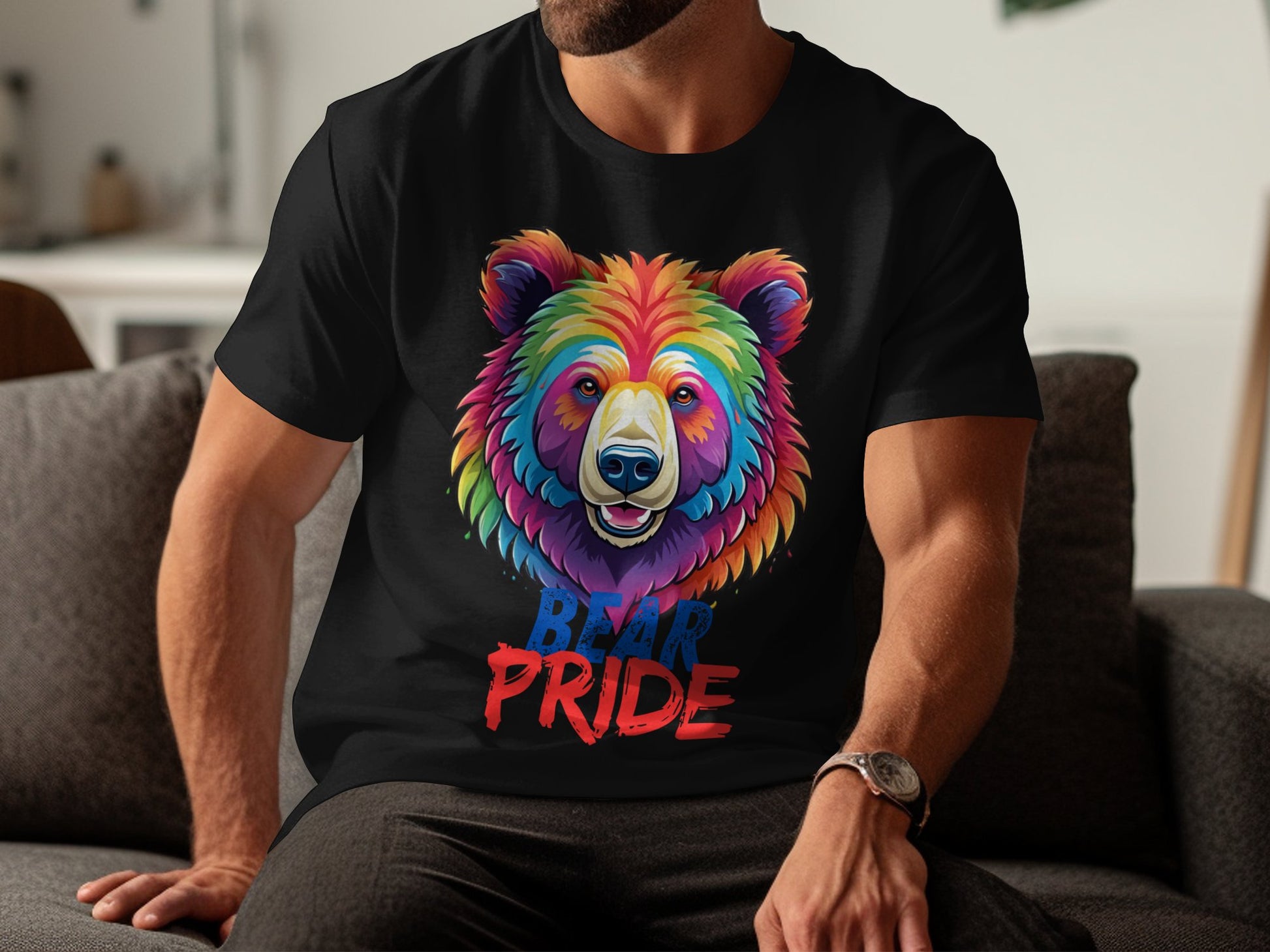 Colorful Bear Pride T-Shirt, LGBT Bear Pride Shirt, Rainbow Bear Design Tee, Gay Pride Apparel, LGBTQ+ Support Clothing - Premium  from STXL - Just $24.99! Shop now at STXL