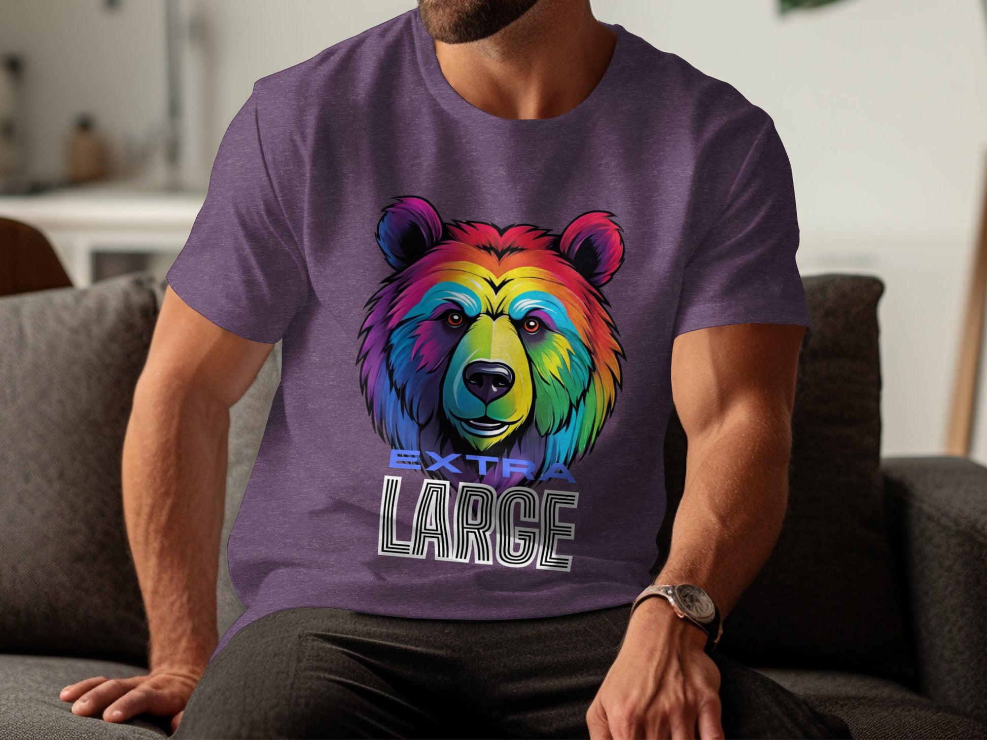 Colorful Bear Graphic T-Shirt, Extra Large Bear Art Tee, Rainbow Bear Shirt, Unique Animal T-Shirt, Vibrant Bear Design Top - Premium  from STXL - Just $24.99! Shop now at STXL