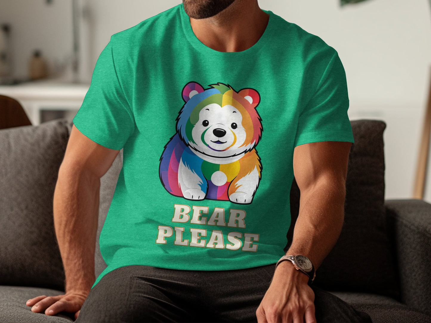 Adorable Rainbow Bear Graphic T-Shirt, Cute Bear Please Design, Fun and Colorful Animal Tee, Unique and Trendy Shirt Gift - Premium  from STXL - Just $24.99! Shop now at STXL