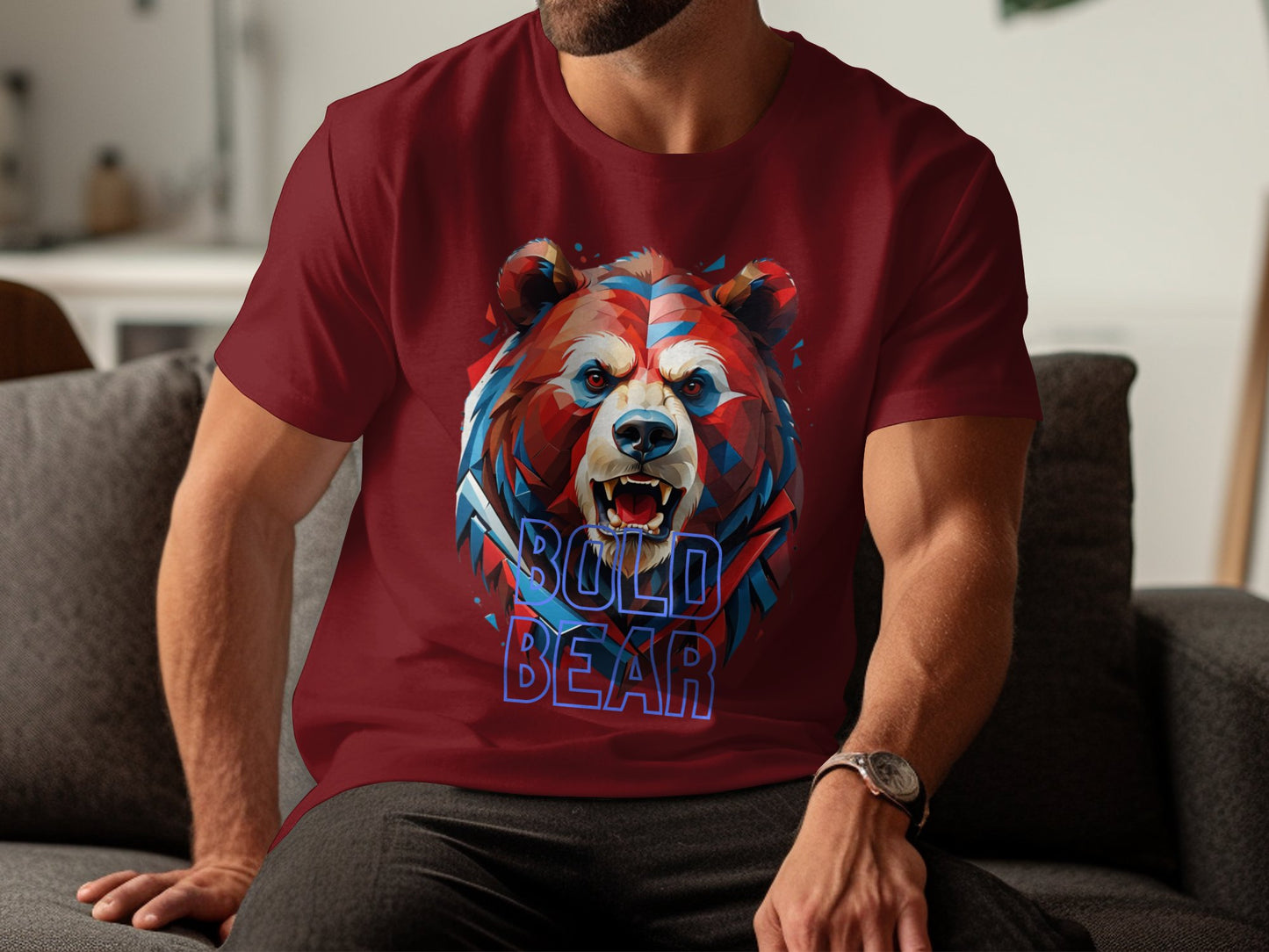 Bold Bear Graphic T-Shirt, Colorful Geometric Bear Design, Unique Animal Art Tee, Stylish Fashion Wear, Fierce Bold Bear Print - Premium  from STXL - Just $24.99! Shop now at STXL