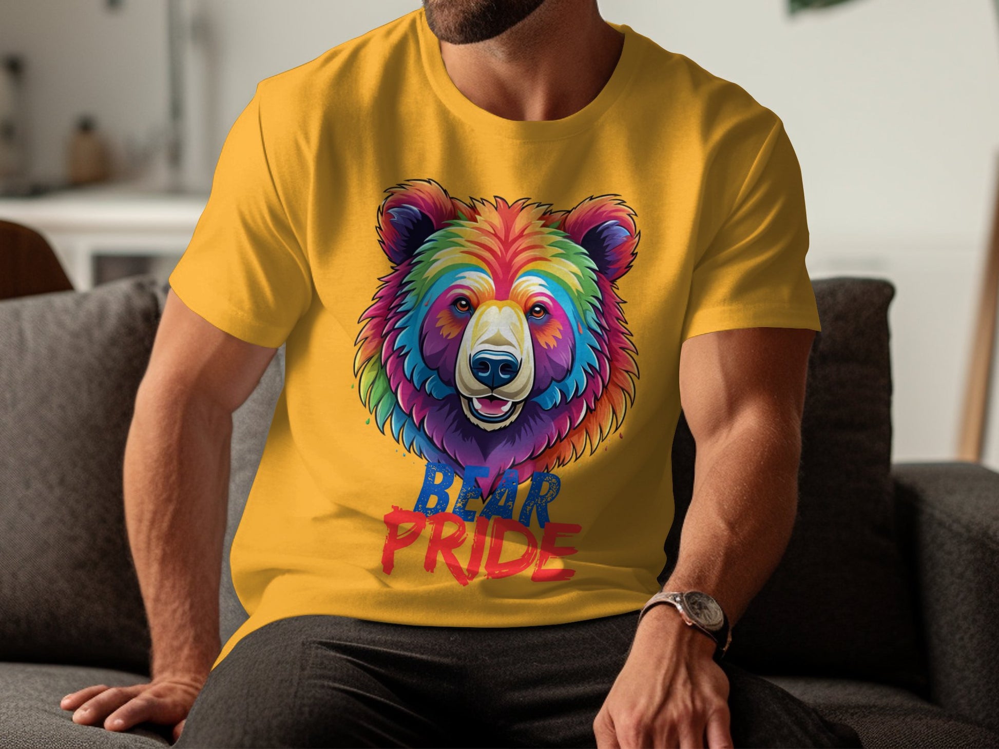 Colorful Bear Pride T-Shirt, LGBT Bear Pride Shirt, Rainbow Bear Design Tee, Gay Pride Apparel, LGBTQ+ Support Clothing - Premium  from STXL - Just $24.99! Shop now at STXL