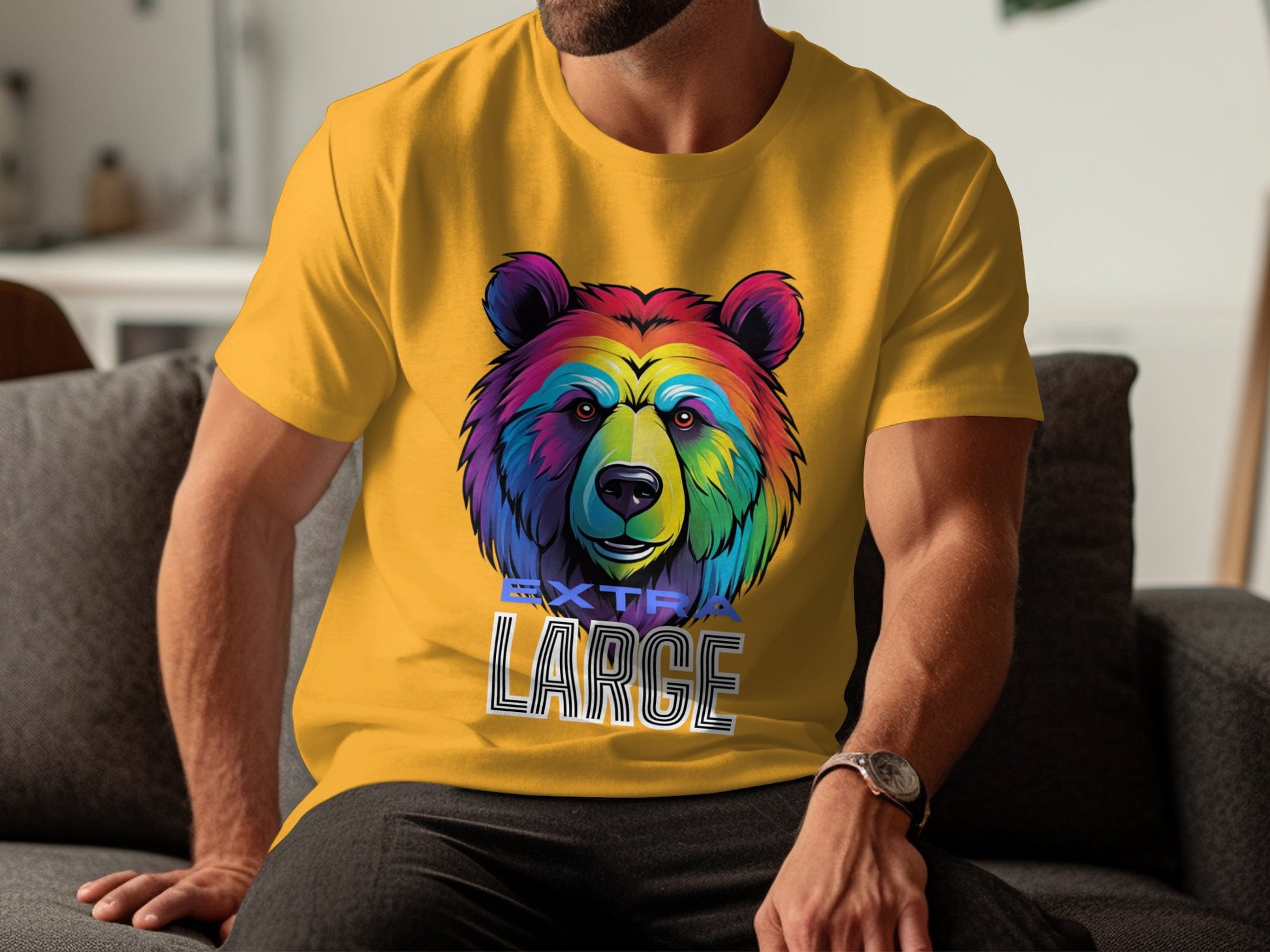 Colorful Bear Graphic T-Shirt, Extra Large Bear Art Tee, Rainbow Bear Shirt, Unique Animal T-Shirt, Vibrant Bear Design Top - Premium  from STXL - Just $24.99! Shop now at STXL