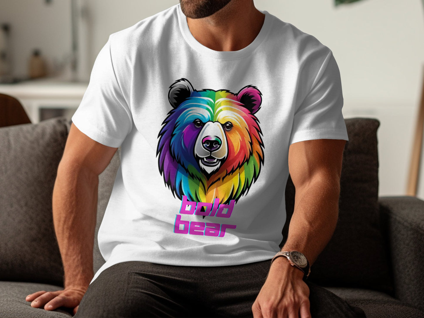 Bold Bear T-Shirt, Colorful Bear Graphic Tee, Rainbow Bear Design, Vibrant Animal Art Shirt, Unique Bear Print Tshirt - Premium  from STXL - Just $24.99! Shop now at STXL