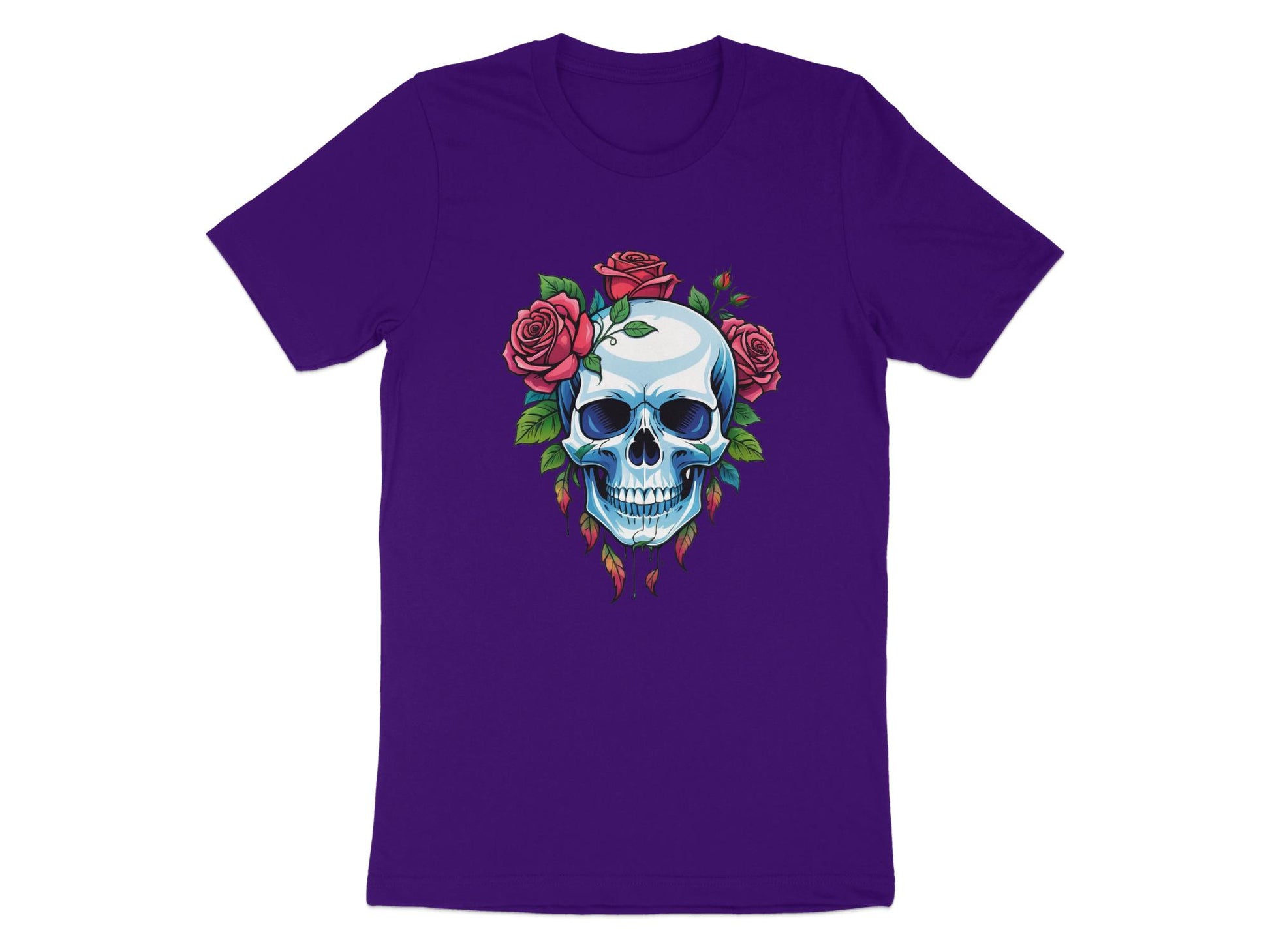 Skull and Roses Graphic T-Shirt, Unisex Rock Style Tee, Gothic Floral Print Shirt, Unique Punk Fashion Top, Edgy Casual Wear - Premium  from STXL - Just $24.99! Shop now at STXL