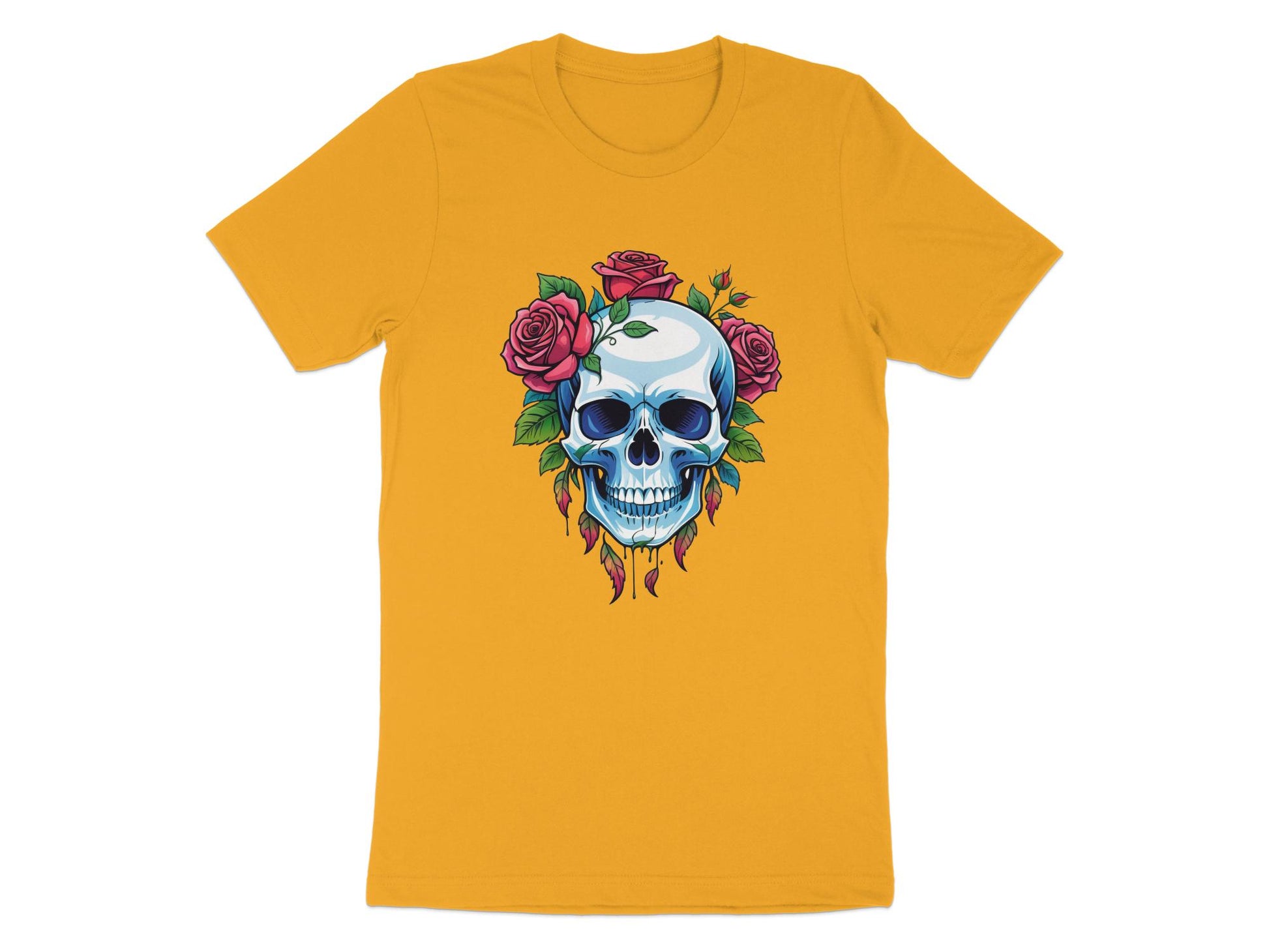 Skull and Roses Graphic T-Shirt, Unisex Rock Style Tee, Gothic Floral Print Shirt, Unique Punk Fashion Top, Edgy Casual Wear - Premium  from STXL - Just $24.99! Shop now at STXL