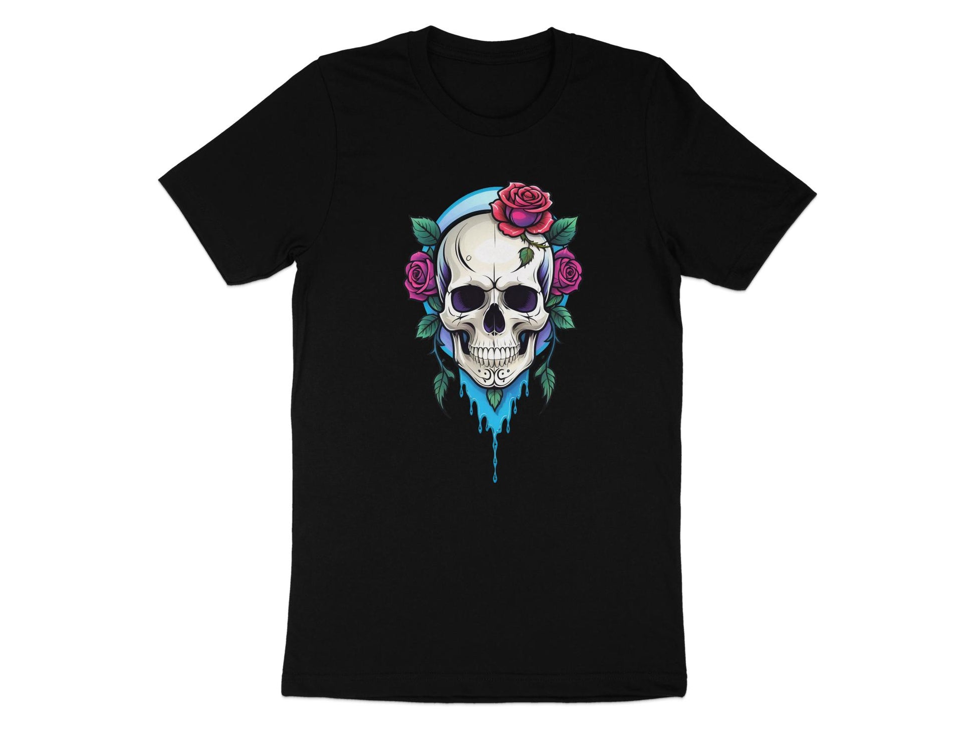 Skull and Roses Graphic T-Shirt, Goth Aesthetic Unisex Tee, Unique Artistic Print T-Shirt, Casual Cotton Top, Gift for Rock Music Fans - Premium  from STXL - Just $24.99! Shop now at STXL