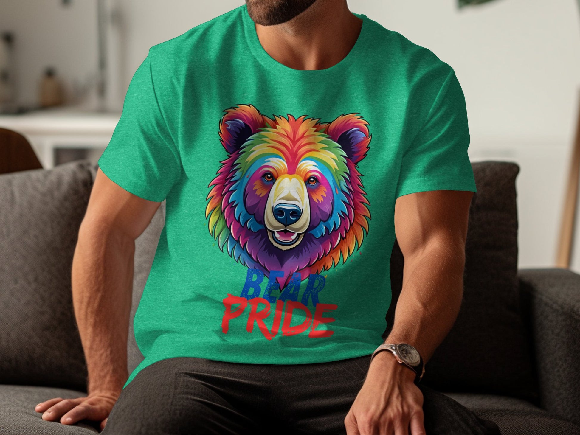 Colorful Bear Pride T-Shirt, LGBT Bear Pride Shirt, Rainbow Bear Design Tee, Gay Pride Apparel, LGBTQ+ Support Clothing - Premium  from STXL - Just $24.99! Shop now at STXL