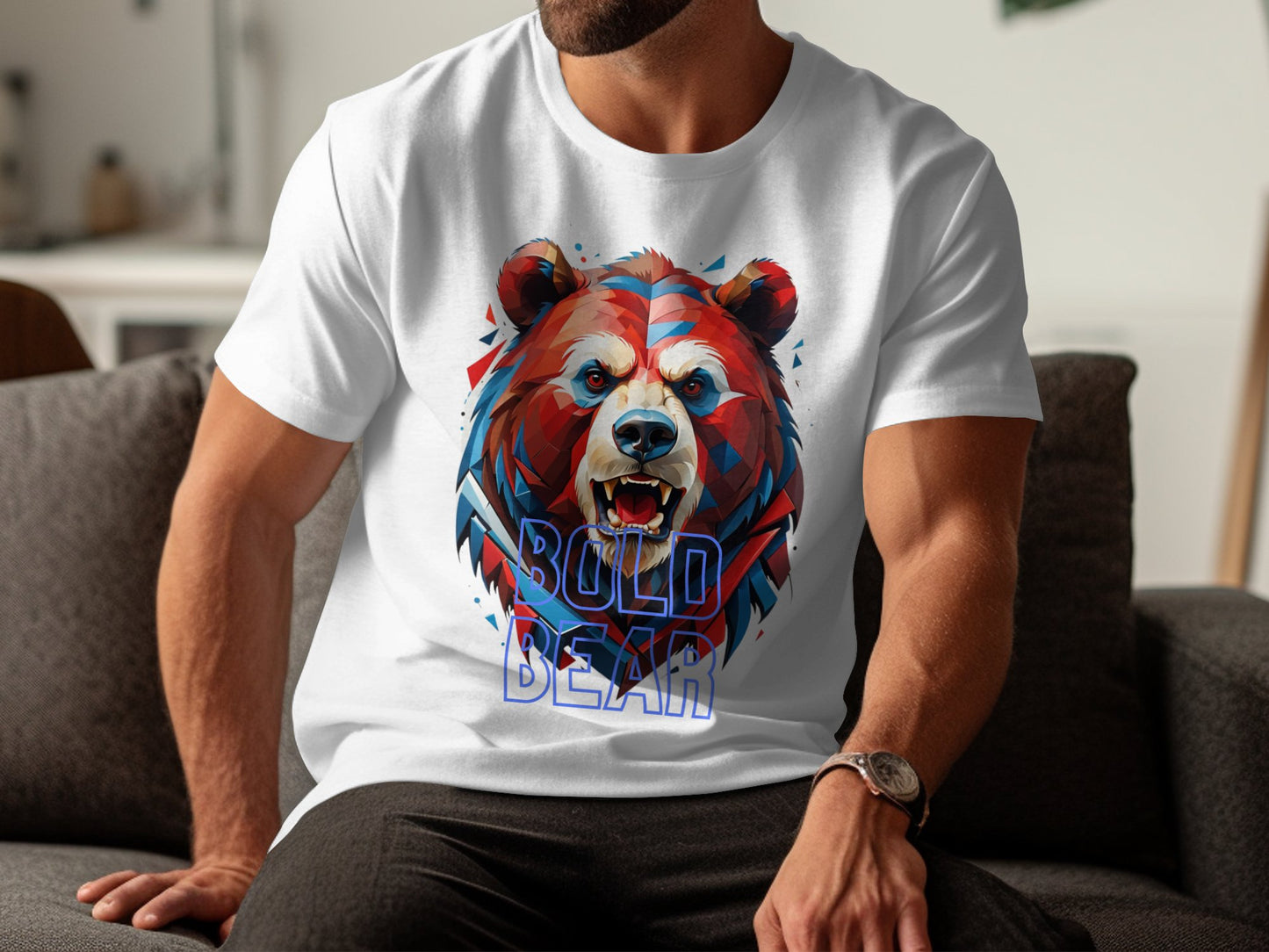 Bold Bear Graphic T-Shirt, Colorful Geometric Bear Design, Unique Animal Art Tee, Stylish Fashion Wear, Fierce Bold Bear Print - Premium  from STXL - Just $24.99! Shop now at STXL