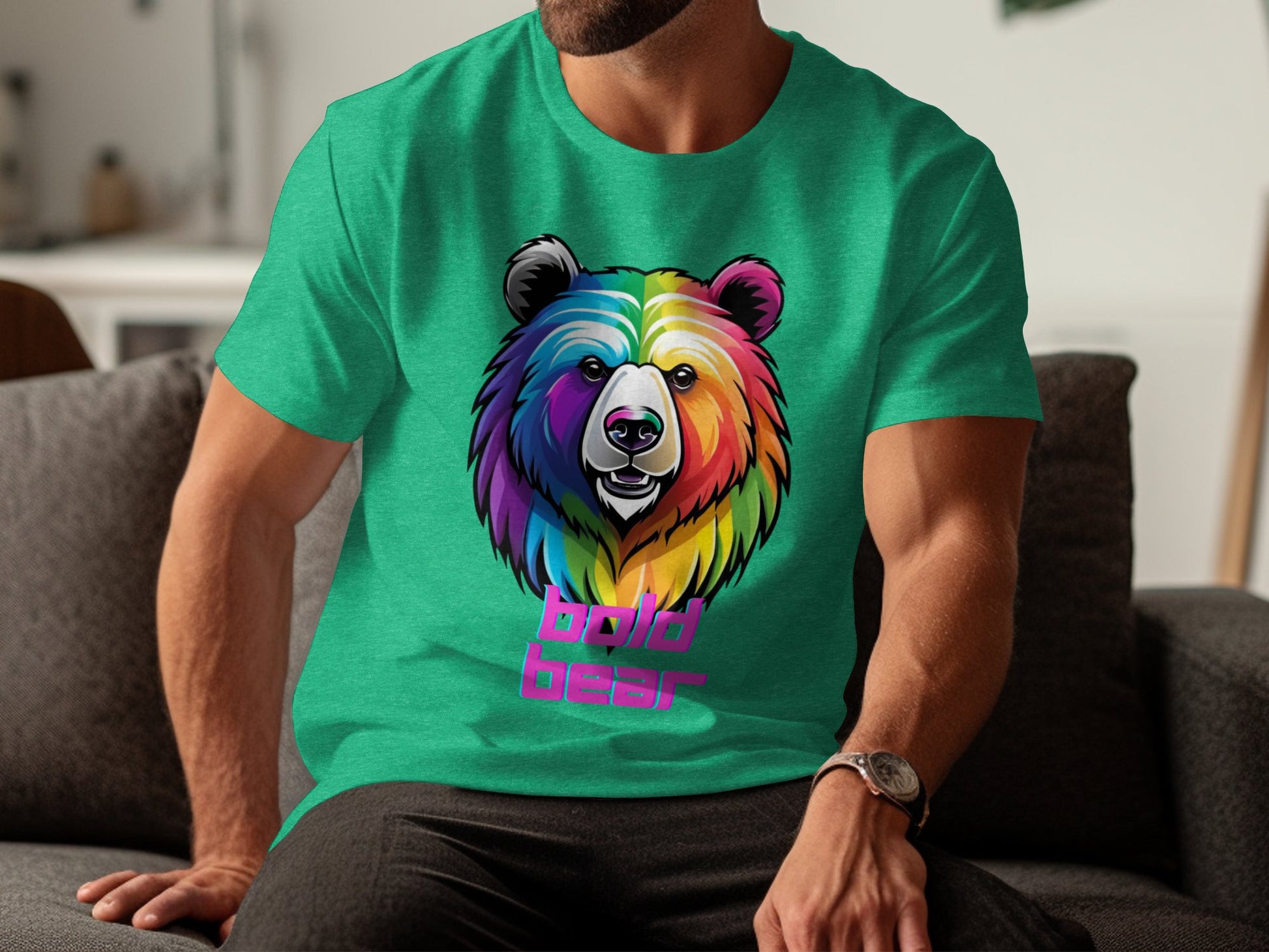 Bold Bear T-Shirt, Colorful Bear Graphic Tee, Rainbow Bear Design, Vibrant Animal Art Shirt, Unique Bear Print Tshirt - Premium  from STXL - Just $24.99! Shop now at STXL