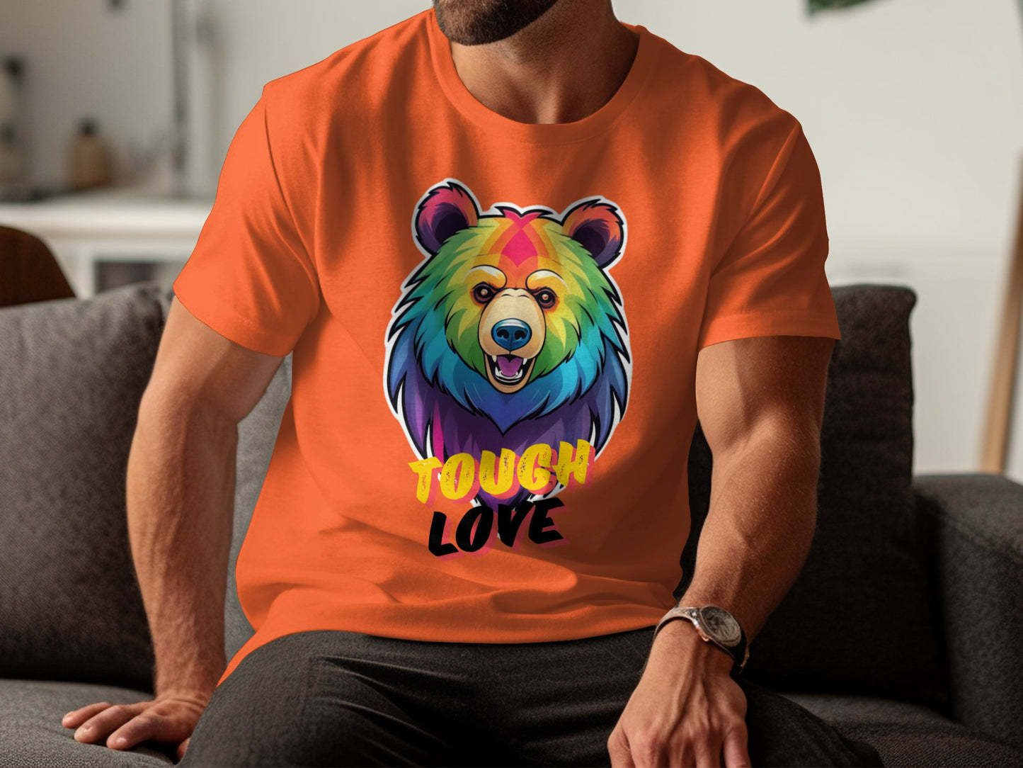 Colorful Bear Graphic T-Shirt, Rainbow Tough Love Bear Design Tee, Unique Animal Art Shirt, Fun Gift for Bear Lovers - Premium  from STXL - Just $24.99! Shop now at STXL