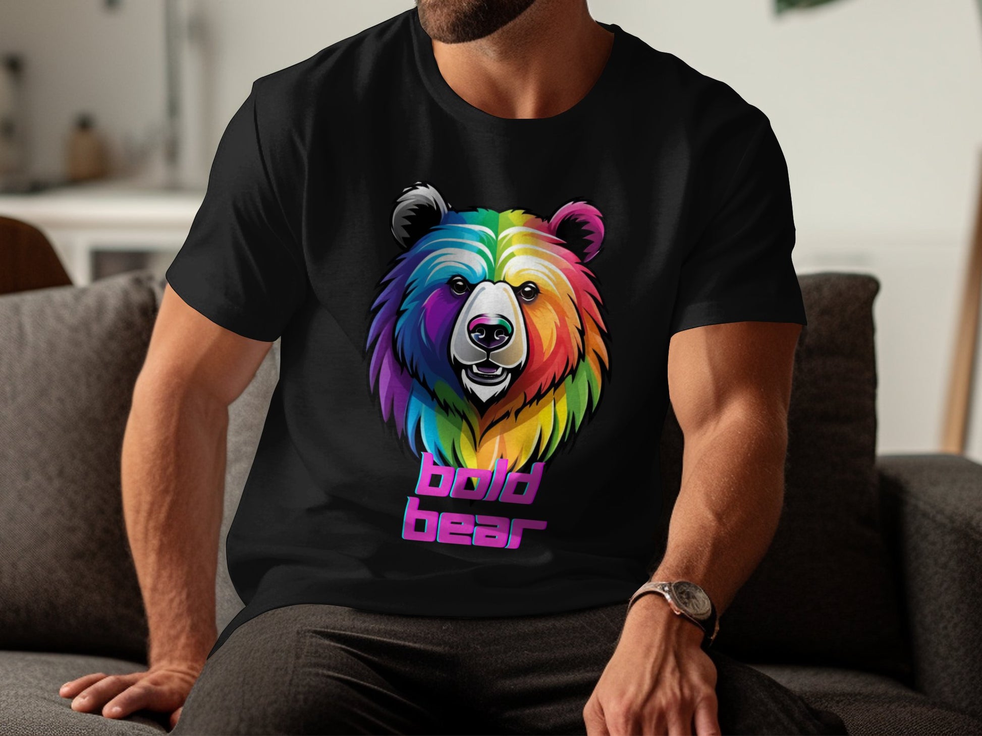 Bold Bear T-Shirt, Colorful Bear Graphic Tee, Rainbow Bear Design, Vibrant Animal Art Shirt, Unique Bear Print Tshirt - Premium  from STXL - Just $24.99! Shop now at STXL