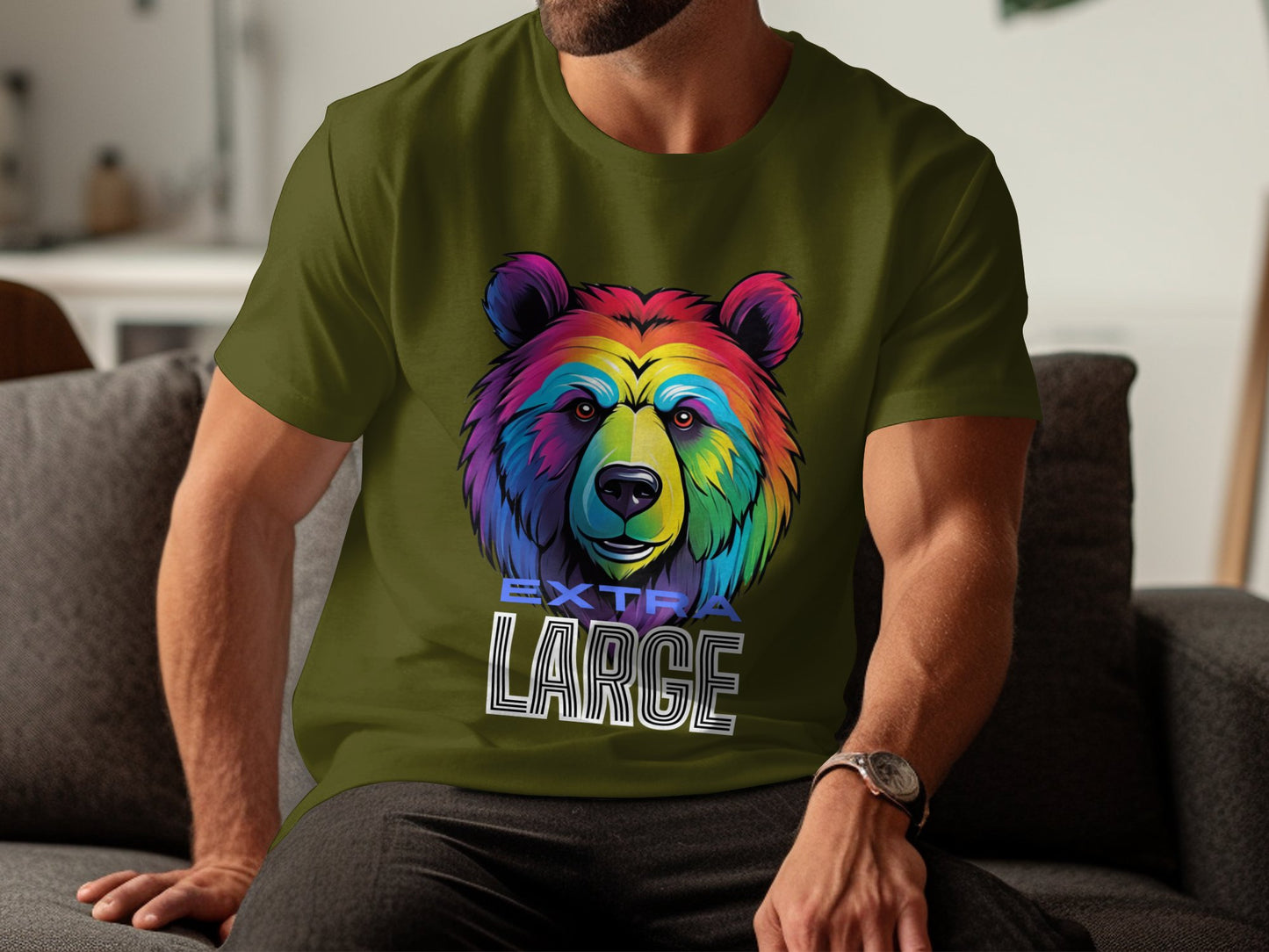 Colorful Bear Graphic T-Shirt, Extra Large Bear Art Tee, Rainbow Bear Shirt, Unique Animal T-Shirt, Vibrant Bear Design Top - Premium  from STXL - Just $24.99! Shop now at STXL