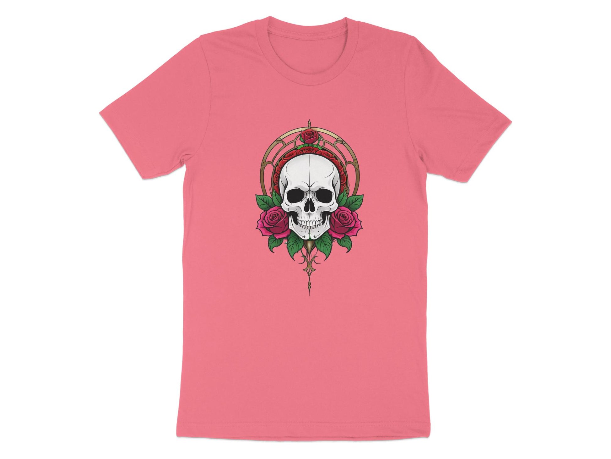 Skull and Roses Graphic T-Shirt, Unisex Designer Tee, Goth Inspired Fashion Top, Unique Print Shirt, Halloween Casual Wear - Premium  from STXL - Just $24.99! Shop now at STXL