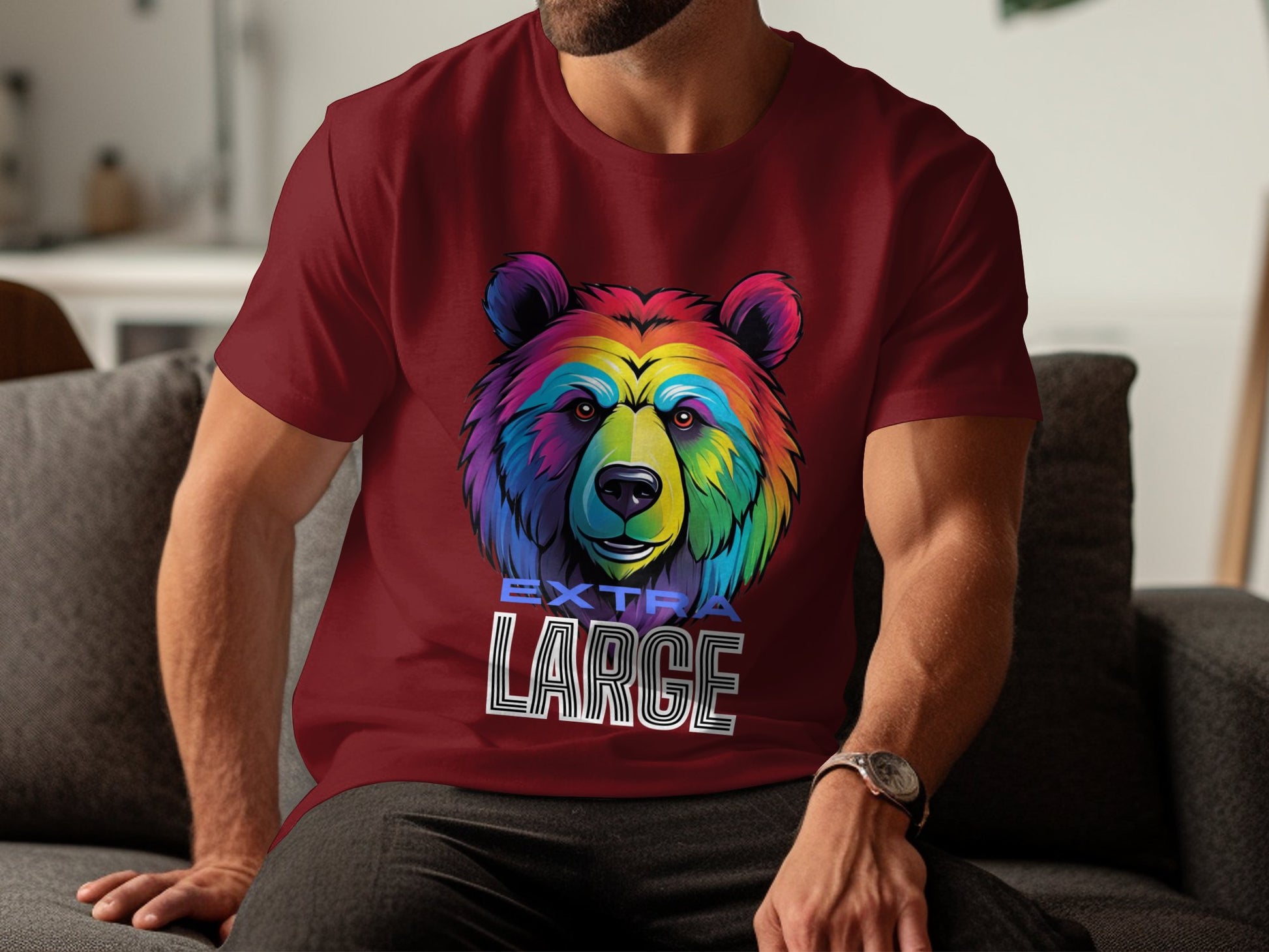 Colorful Bear Graphic T-Shirt, Extra Large Bear Art Tee, Rainbow Bear Shirt, Unique Animal T-Shirt, Vibrant Bear Design Top - Premium  from STXL - Just $24.99! Shop now at STXL