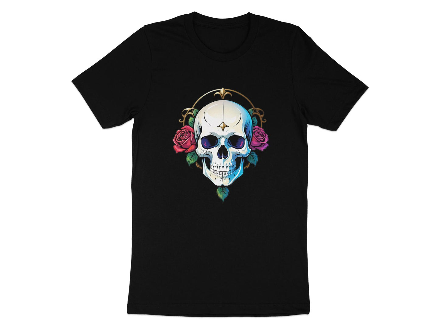 Skull and Roses Graphic T-Shirt, Unisex Goth Style Tee, Rocker Apparel, Edgy Fashion Statement Shirt, Unique Design T-Shirt - Premium  from STXL - Just $24.99! Shop now at STXL