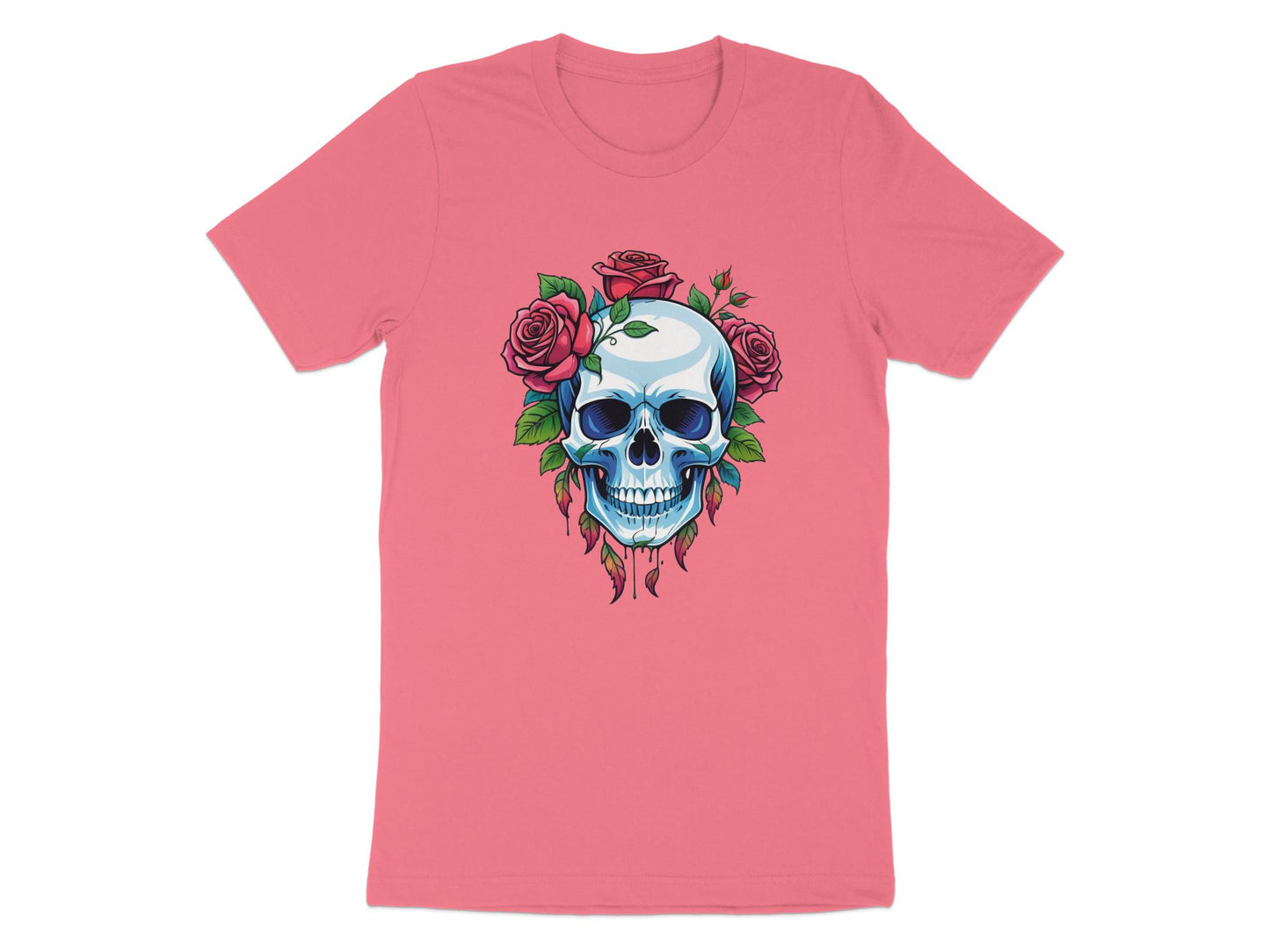 Skull and Roses Graphic T-Shirt, Unisex Rock Style Tee, Gothic Floral Print Shirt, Unique Punk Fashion Top, Edgy Casual Wear - Premium  from STXL - Just $24.99! Shop now at STXL