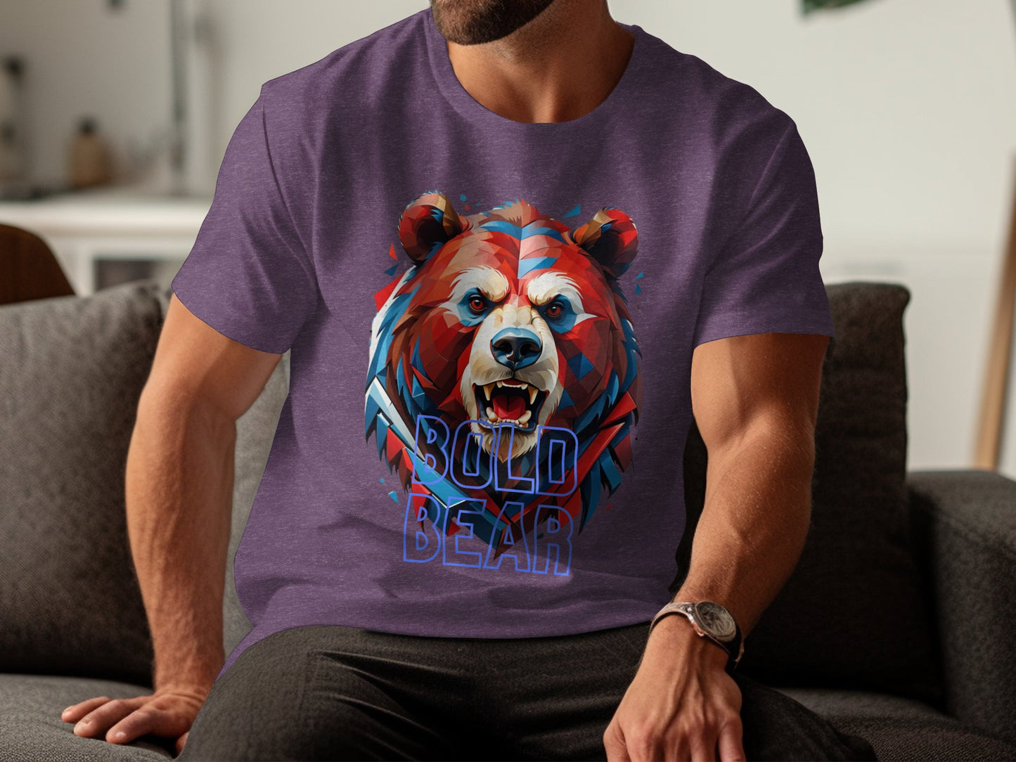 Bold Bear Graphic T-Shirt, Colorful Geometric Bear Design, Unique Animal Art Tee, Stylish Fashion Wear, Fierce Bold Bear Print - Premium  from STXL - Just $24.99! Shop now at STXL