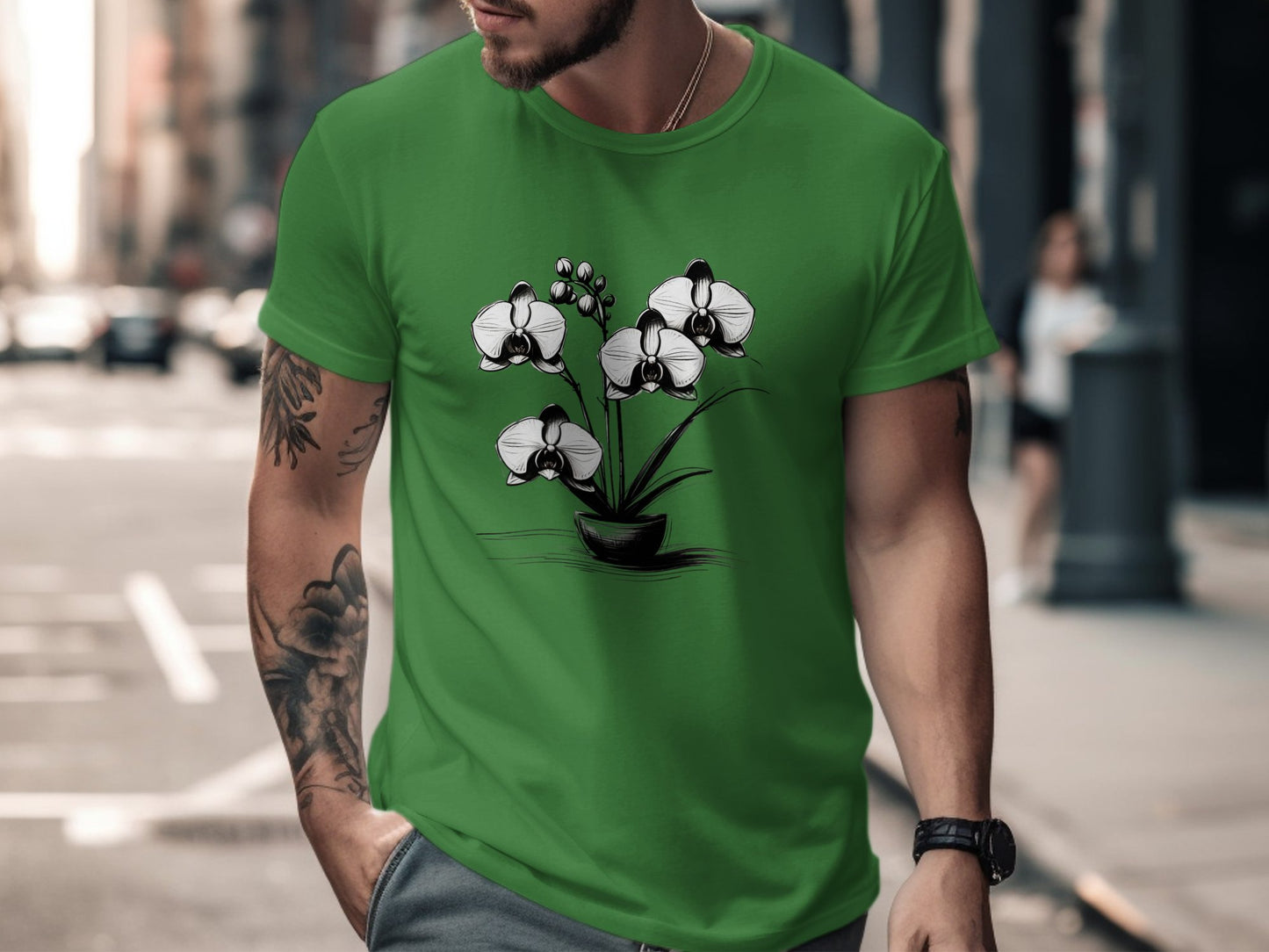 Elegant Orchid Sketch T-Shirt, Floral Art Tee, Black and White Orchid Shirt, Botanical Print Tee, Nature Lover Gift, Casual Wear - Premium  from STXL - Just $24.99! Shop now at STXL