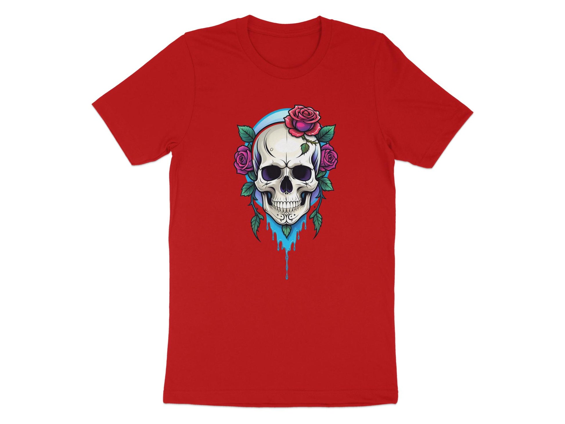 Skull and Roses Graphic T-Shirt, Goth Aesthetic Unisex Tee, Unique Artistic Print T-Shirt, Casual Cotton Top, Gift for Rock Music Fans - Premium  from STXL - Just $24.99! Shop now at STXL