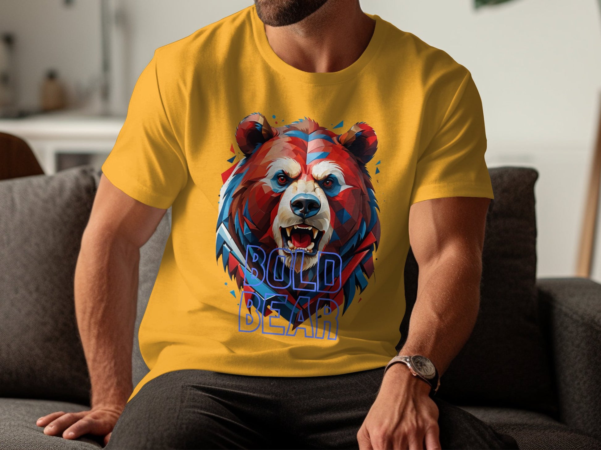 Bold Bear Graphic T-Shirt, Colorful Geometric Bear Design, Unique Animal Art Tee, Stylish Fashion Wear, Fierce Bold Bear Print - Premium  from STXL - Just $24.99! Shop now at STXL