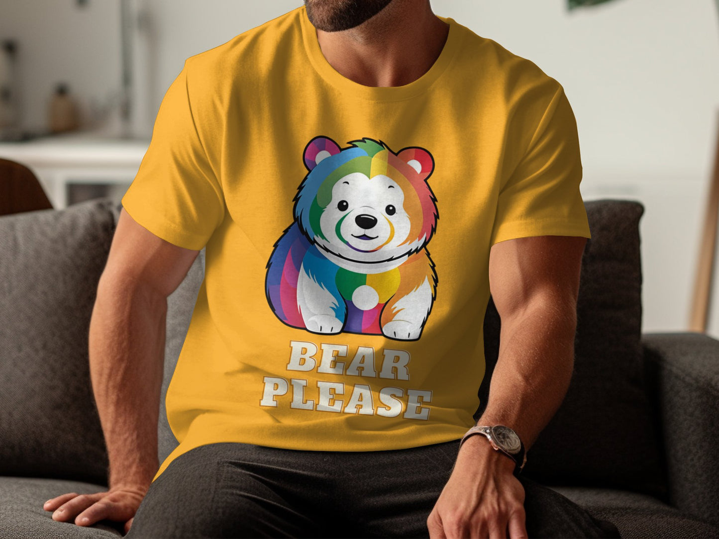 Adorable Rainbow Bear Graphic T-Shirt, Cute Bear Please Design, Fun and Colorful Animal Tee, Unique and Trendy Shirt Gift - Premium  from STXL - Just $24.99! Shop now at STXL