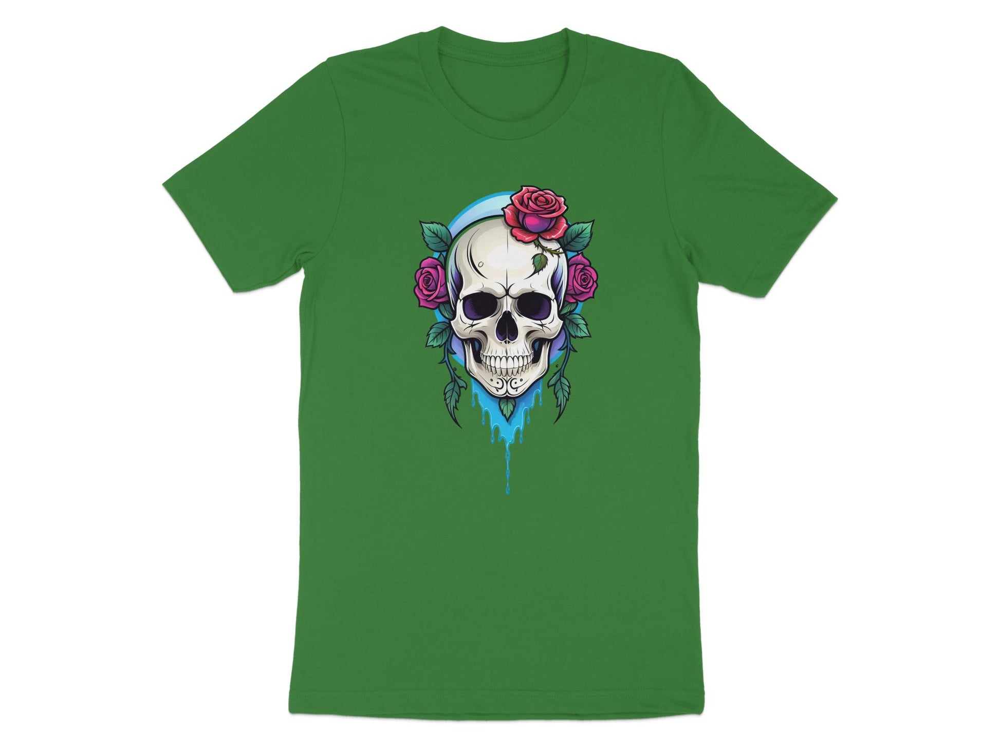 Skull and Roses Graphic T-Shirt, Goth Aesthetic Unisex Tee, Unique Artistic Print T-Shirt, Casual Cotton Top, Gift for Rock Music Fans - Premium  from STXL - Just $24.99! Shop now at STXL