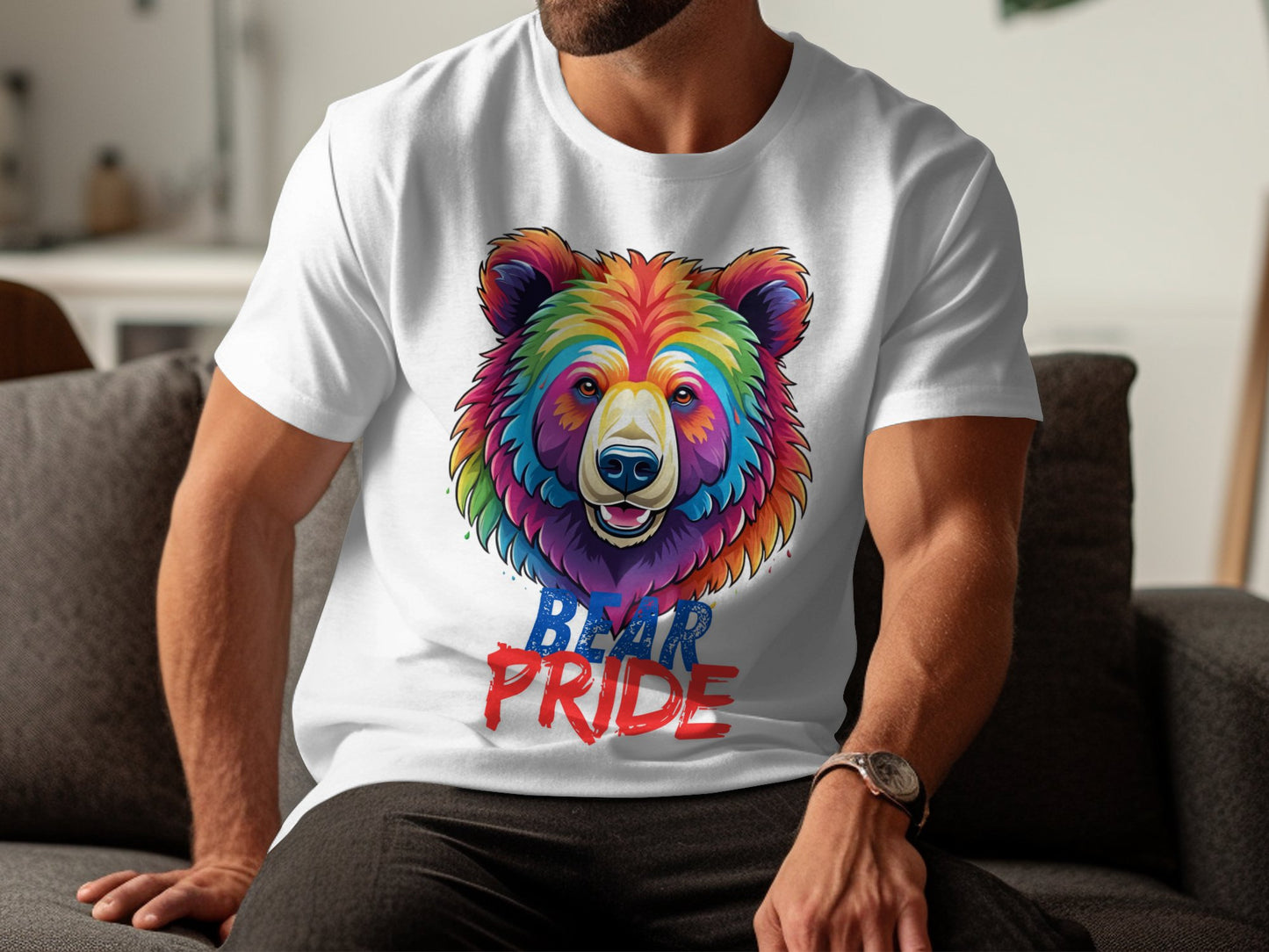 Colorful Bear Pride T-Shirt, LGBT Bear Pride Shirt, Rainbow Bear Design Tee, Gay Pride Apparel, LGBTQ+ Support Clothing - Premium  from STXL - Just $24.99! Shop now at STXL