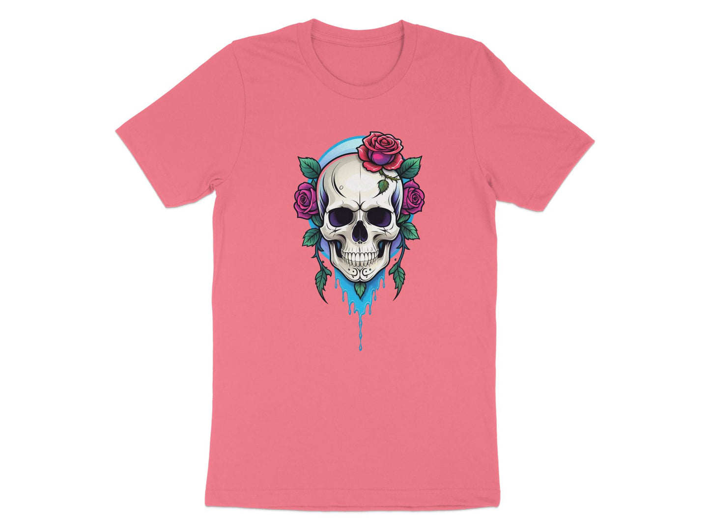 Skull and Roses Graphic T-Shirt, Goth Aesthetic Unisex Tee, Unique Artistic Print T-Shirt, Casual Cotton Top, Gift for Rock Music Fans - Premium  from STXL - Just $24.99! Shop now at STXL