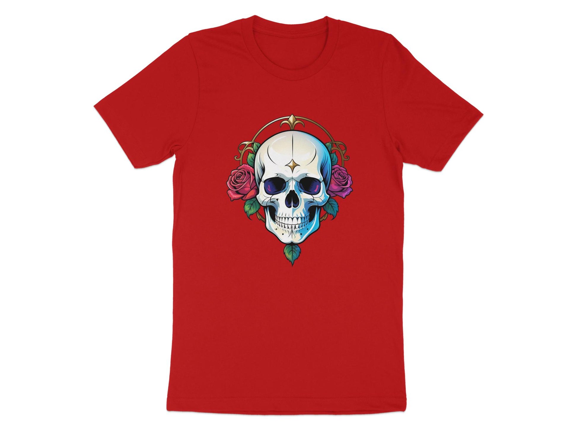 Skull and Roses Graphic T-Shirt, Unisex Goth Style Tee, Rocker Apparel, Edgy Fashion Statement Shirt, Unique Design T-Shirt - Premium  from STXL - Just $24.99! Shop now at STXL