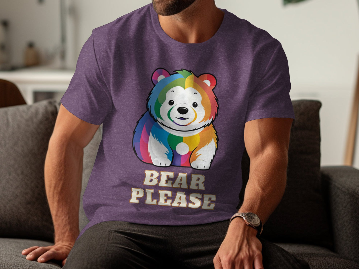 Adorable Rainbow Bear Graphic T-Shirt, Cute Bear Please Design, Fun and Colorful Animal Tee, Unique and Trendy Shirt Gift - Premium  from STXL - Just $24.99! Shop now at STXL