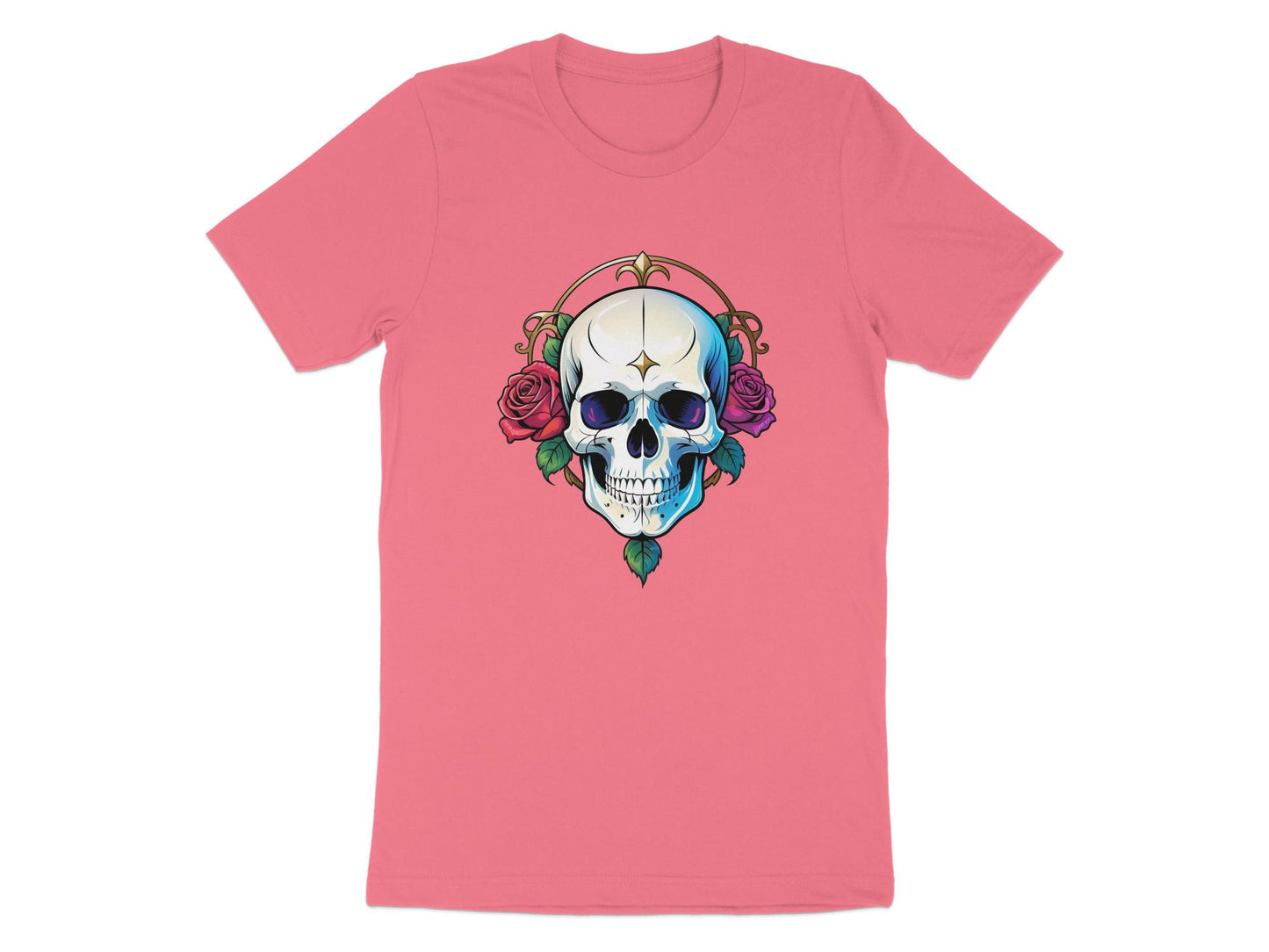 Skull and Roses Graphic T-Shirt, Unisex Goth Style Tee, Rocker Apparel, Edgy Fashion Statement Shirt, Unique Design T-Shirt - Premium  from STXL - Just $24.99! Shop now at STXL